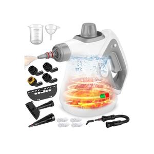 Handheld Steam Cleaner for Home, Pressurized Portable Steamer for Cleaning with 15 Accessories for Multi-Surface Cleaning, Floors, Tiles, Grout, Kitchen, Bathroom, Couch & Car(Grey Cap&Grey Handle)