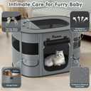 Dog Playpen, Portable Pet Cat PlayPen, 600D Oxford Dog Kennel Tent Crate, Waterproof&Breathable, Indoor Outdoor Travel Camping for Medium/Large Breed with Carrying Case+Bowl(L), Charcoal Gray