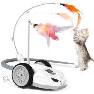 4 x Interactive Cat Toys for Indoor Cats - Smart Moving Electric Mouse with Remote Control, Feather Tail, and Rechargeable Battery - Automatic Play for Bored Kittens & Adult Cats & Daily Exercise
