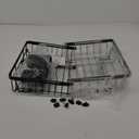 Dish Drying Rack in Sink, Over The Sink Colander Strainer Basket, Stainless Steel Strainer Basket with Expandable Rubber Grip Handles for Vegetables, Fruits, Home Kitchen Essentials, Black