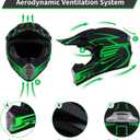 Youth Kids Motocross Helmet DOT Approved, Adult ATV Dirt Bike Off-Road Full Face Motorcycle Helmet with Goggles Gloves Mask for Boys Girls,Lightweight Breathable for Riding (Green, Medium)