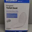 Toilet seat Elongated with Slow Close Hinges, Four Bumpers Never Loosen and Easily Remove, Two Sets of Parts, Plastic, White