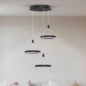 Modern LED Chandelier Black Pendant Light Fixture LED Ceiling Ring Light with 6000K and 39.4in Height Adjustable Hanging Lights for Kitchen Island Dinning Living Room