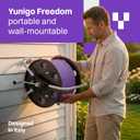 FREEDOM Portable and Wall-Mountable Garden Hose Reel equipped with 5/8' 100ft, Kink-Free Hybrid Hose, Lightweight, Easy Setup. Spray Nozzle and Leader Hose Included
