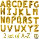 52 Pcs Gold Letter Balloons Foil Alphabet A to Z Balloons DIY Personalized Phrase Banner for Baby Shower Wedding Party Supplies Custom Decor 16 Inch