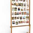 Collage Picture Frame,Photo Display Board with Clips,Wood Pictures Photos Frames With Stand for Wedding Graduation Party Birthday Greeting Letter Postcards Christmas Cards Holder Organizer,53 inch