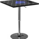 HOMEMORE Bar Table LED Bar Chairs Pub Table LED Lights Cocktail Table Glowing Desktop for Bar Living Room Family Gathering Party Outdoor Games, 23.6*23.6*35.4in
