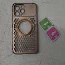Suitable for iPhone Phone Case, Aromatherapy Case, Metal Mesh Lens, Magnetic Dew Label Spring Buckle Protective Cover (Desert Gold,iPhone 16 Pro Max)