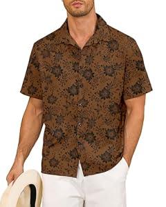 Century Star Mens Hawaiian Casual Floral Shirts Summer Tropical Beach Short Sleeve Button Down Shirt Orange Flower Small