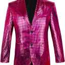 Nawgut Sequin Blazer Metallic Slim Suit 2 Piece Set Disco Prom Shiny Outfit Wedding Party Banquet Fashion Jacket Pant (XL)