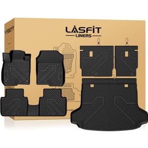 LASFIT Floor Mats & Cargo Mat with Backrest Mat for Honda HRV 2026 2025 2024 2023 Sport/LX/EX-L & for Acura ADX 2025-2026, All Weather TPE Custom Fit HR-V Floor Liner Accessories Full Set, Black