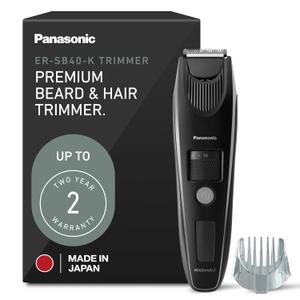 Panasonic Beard Trimmer for Men Cordless Precision Power, Hair Clipper with Comb Attachment and 19 Adjustable Settings, Washable, ER-SB40-K, 0.5-10mm lengths