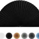 Maritown Arch Window Shades No Tools Light Filtering Pleated Fabric Shade Stick on Half Circle Round Window Pleated Blinds Arched Window Covering for Bedroom Kitchen Bathroom, Easy to Cut and Install (24"W x 12"H, Black - 1 Pack)