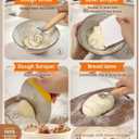 Complete Sourdough Starter Kit | Easy to Clean & Use for Beginners & Bakers | Natural Rattan Proofing Basket with Full Accessories | Sourdough Bread Baking Supplies for Bakers Women Wife (Yellow)