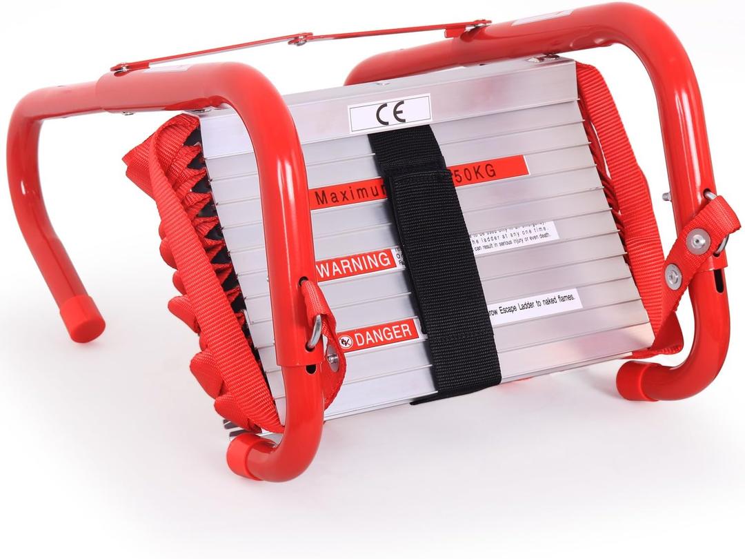 Portable Fire Ladder 2 Story Emergency Escape Ladder 15 Ft with Wide Steps V Center Support