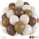 Brown Balloons, 12 Inch Coffee Brown Tan Cream Sand White Balloons for Neutral Bear Baby Shower Boho Wedding Woodland Birthday Party Decorations
