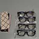 4 Pack Oprah Style Reading Glasses for Women Men Blue Light Blocking Computer Square Metal Spring Readers +1.5 (Black, Transparent, Grey Tortoiseshell, Yellow Tortoiseshell)