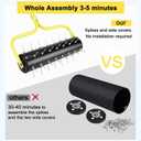 21" Rolling Lawn Aerator, 45 Preassembled Spikes, Only Needs 3-5 Minutes to Assemble, No Looseness, Good Package, 75" Long Handle with Quick Clip Connections, U-Shape Construction - Yellow.