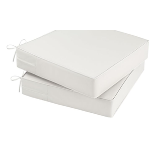 Pcinfuns Outdoor Chair Cushions 18×19 inch Set of 2,Memory Foam Seat Cushion for Patio Furniture with Ties,Removable Cover Hidden Zipper Round Corner for Yard Garden , White