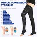 Thigh High Medical Compression Stockings For Women & Men,15-20 mmHg Thigh High Compression Socks,Firm Graduated Support Hose with Silicone Dot Band-Ideal for DVT,Varicose Veins,Edema,Swelling (Medium, Open Toe Black)