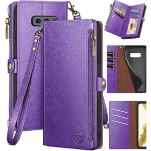 XcaseBar for Samsung Galaxy Note 8 Wallet case with Zipper Credit Card Holder【RFID Blocking】, Flip Folio Book PU Leather Phone case Shockproof Cover Women Men for Samsung Note8 case Purple