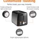 Amazon Basics 2 Slice Toaster, Extra Wide Slots for Bagels and Specialty Breads, 7 Browning Levels, Removable Crumb Tray, Defrost/Cancel/Bagel Buttons, 800W, Black & Silver