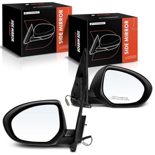 A-Premium Pair (2) Driver and Passenger Side Power Door Mirror - Compatible with Mazda 3/3 Sport 2010 2011 2012 2013 - Non-Heated Manual Folding Black Outside Rear View Mirror - Replace# BBM26918ZL
