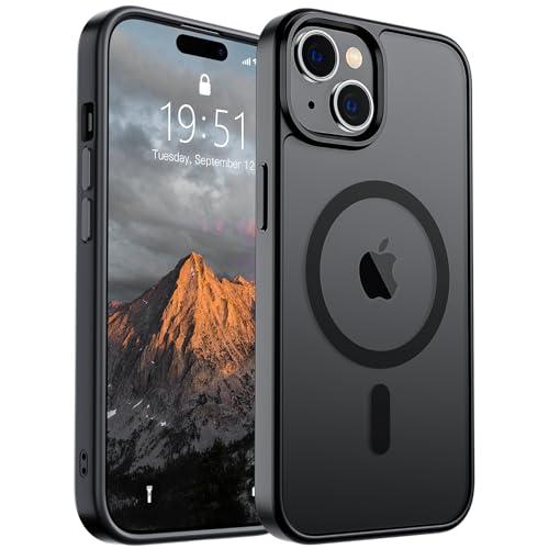 SUPFINE Magnetic for iPhone 15 Case (Compatible with MagSafe) (Military Grade Drop Protection) Translucent Matte Shockproof Phone Cover, Black