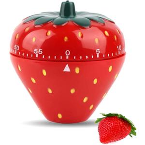 Joyzan Strawberry Shaped Timer, Cartoon Mechanical Time Reminder Cute Fruit Cooking Kitchen Baking Household Manual Precise Countdown 60 Minutes Meal Prep Wake Up Home Study Desktop Classroom