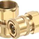 Uxcell 2Pcs Pressure Washer Adapter, 1/4" Female Quick Plug to M22 Female Quick Connect Fittings Brass Swivel Adapter for Pressure Power Washers Hose