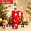 3 x Christmas Silicone Straw Topper Cup for Stanley Cup 30&40 oz Tumbler Accessories, Dust-Proof Cover Cap Toppers,0.4in/10mm Cute Straw Covers,Holiday Decor for Stocking Stuffers,Includes storage box (6 Pcs Christmas)