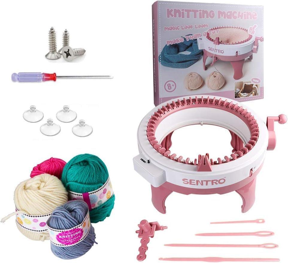 Umootek SENTRO Knitting Machine, 48 Needles Smart Weaving Loom Round Spinning Crochet Knitting Machines with Row Counter, Knitting Board Rotating Double Loom, Weaving Loom Machine Kit