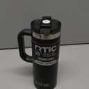 RTIC 20oz Road Trip Travel Mug with Lid and Handle, Ceramic Lined, Insulated, Stainless Steel, Metal, Double Wall Vacuum-Insulation, Portable Coffee, Tea Cup for Hot and Cold Drink, Black
