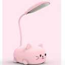 Neioaas LED Desk Lamp for Kids, Cute Cat Lamp USB Rechargeable Reading Light,Portable LED Table Light, Flexible Gooseneck Eye-Care Cartoons Small Desk Lamp Girls Gifts(Pink)