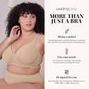 LEADING LADY, Chloe, Underwire, Lightly Padded T-Shirt Bra, Side and Back Smoothing, Adjustable Straps, Lace Band, Beige, Fits 50A