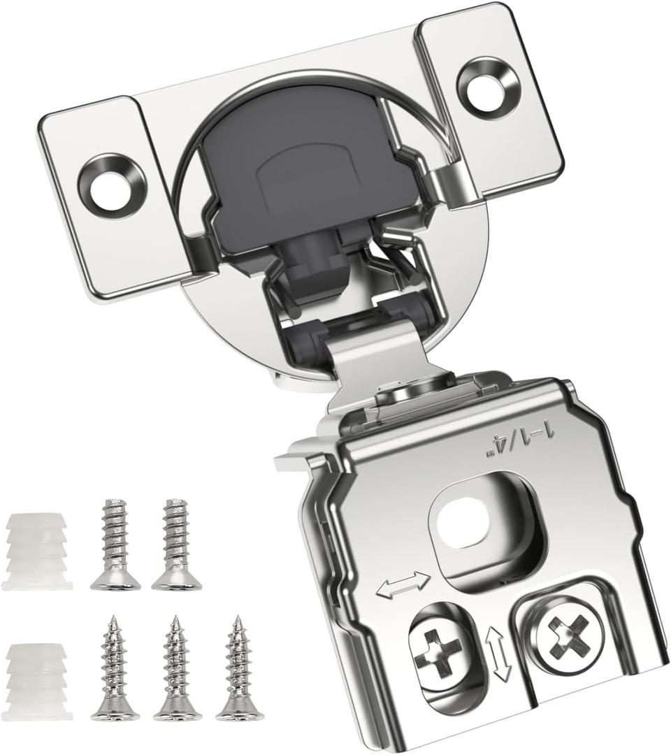 Chibery 6 Pack 1-1/4" Overlay 3D Soft Close Concealed Hinge for Face Frame Door, Satin Nickel, Hidden 105 Open Angle Stainless Steel Hinge for Kitchen Cabinet Door