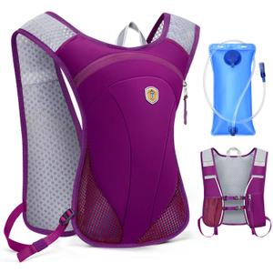 Hydration Backpack with 2L Water Bladder Bag, Lightweight and Breathable Running Vest for Men, Adjustable Chest Straps Water Pack for Cycling Hiking Climbing Outdoor (Rose Pink)