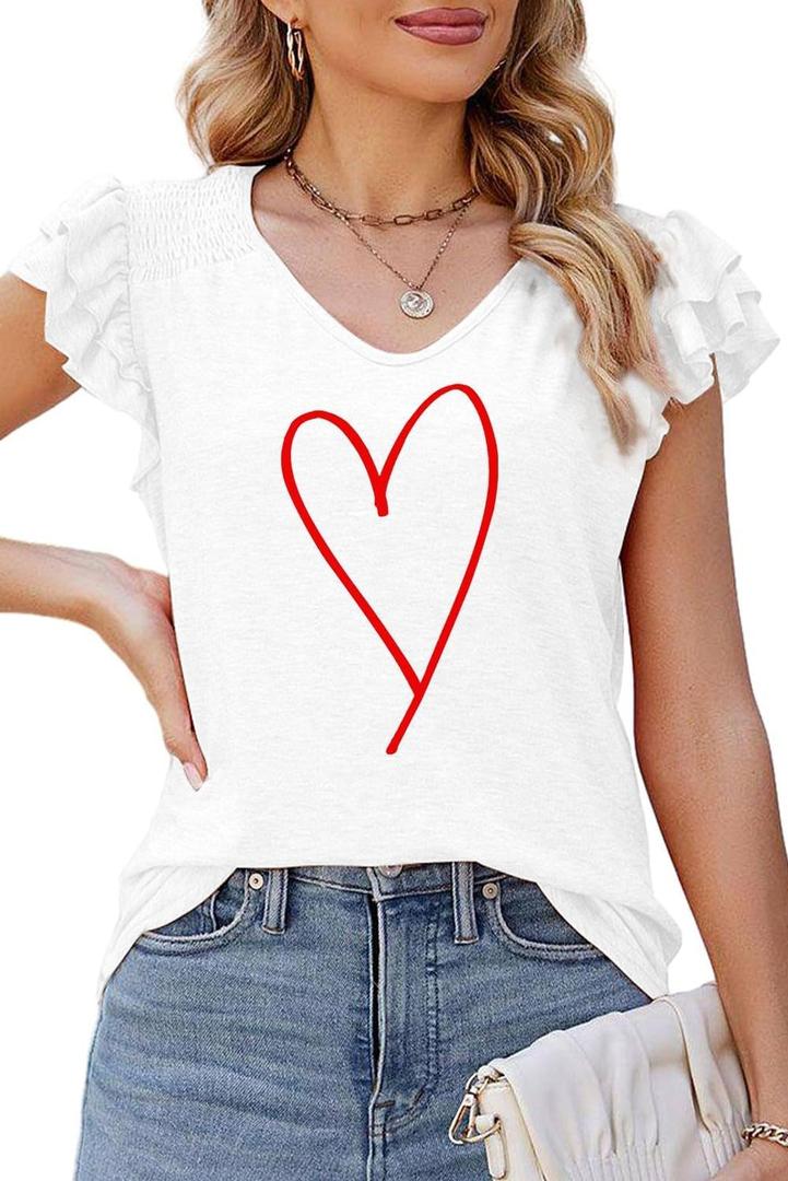 Dokotoo Women's Casual Ruffle Short Sleeve Tops Cute Solid Color Knit Ribbed T Shirts Blouses (White, S)