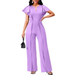 SxClub Elegant Jumpsuits for Women Dressy Formal Casual Long Straight Pants Business Jumpsuit 2XL