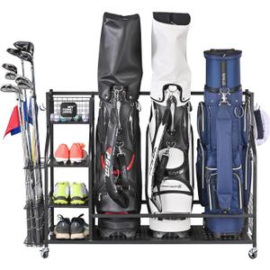 Mythinglogic Golf Storage Garage Organizer, Golf Bag Storage Stand and Other Golfing Equipment Rack, Extra Storage Rack for Golf Clubs,3 golf bag rack