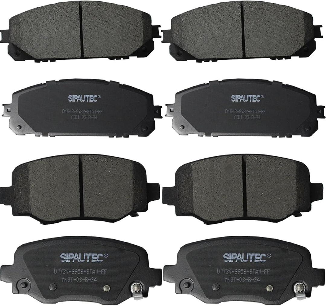 SIPAUTEC-Front & Rear Ceramic Brake Pads Replacement For 2014 2015 2016 2017 2018 2019 2020 2021 2022 Jeep Cherokee With Dual Piston Front Caliper