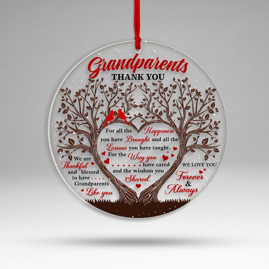Grandpa & Grandma Gift from Grandkids, Grandparents Christmas Ornament 2025, Thank You Grandma Grandpa Keepsake Xmas Tree Decorations, Grateful Gift for Grandparent, Anniversary Wedding Gifts