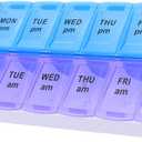 7 Day Weekly AM PM Pill Organizer, ShysTech Large Pill Case Pill Box for Pills Vitamin Supplements Medication (Purple/Blue) (1 Count (Pack of 1))