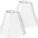 Lamp Shades Set of 2, White Medium Lampshades (6.5"x13"x10.8"), Classic Square Cut Corner Fabric Replacement Shade with Spider Fitter for Table Lamps (Harp Not Included), Classic Home Decor