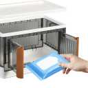 Stackable Folding Bins - Collapsible Storage Bins With Doors - Front Opening - 25.19 x 15.74 x 14.56