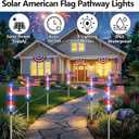 4 x 8 Pack Solar American Flag Pathway Lights - Patriotic Red White Blue Outdoor Stake Waterproof LED Lights with 8 Modes, Decorations 4th of July Memorial Day & Independence Day Yard Garden (Style A)