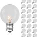 Novelty Lights 25 Pack G50 Outdoor Patio Globe Replacement Bulbs, Clear, E17/C9 Intermediate Base, 7 Watt