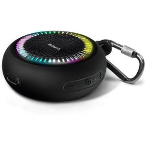 SOWO Shower Speaker Bluetooth Waterproof | Small Portable Wireless Bluetooth Speaker with Clip | Powerful Bass and Louder Volume | Colorful Lights and Lightweight | for Bathroom,Travel,Beach | Black