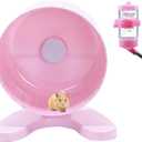 6.5" Super Silent Hamster Wheel with Stand & Water Bottle  Ultra Quiet Exercise Running Wheel for Gerbils, Syrian & Dwarf Hamsters, Chinchillas, Small Pets  Noiseless Spinning Design, Pink