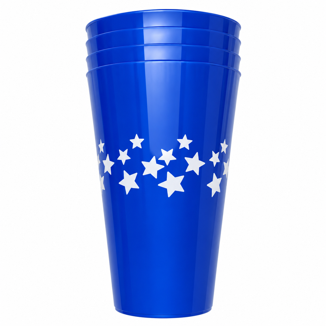 4 pack blue star cups